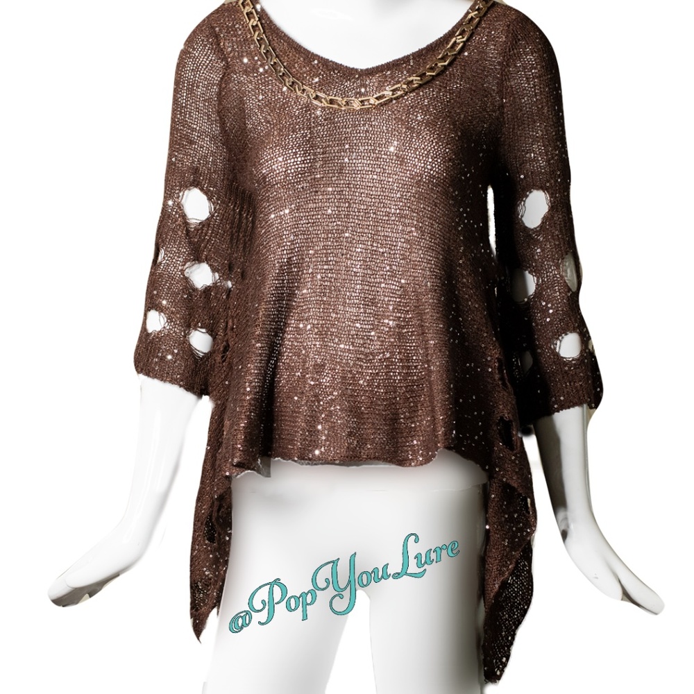 Styled In Italy Brown Crochet Top With Holes